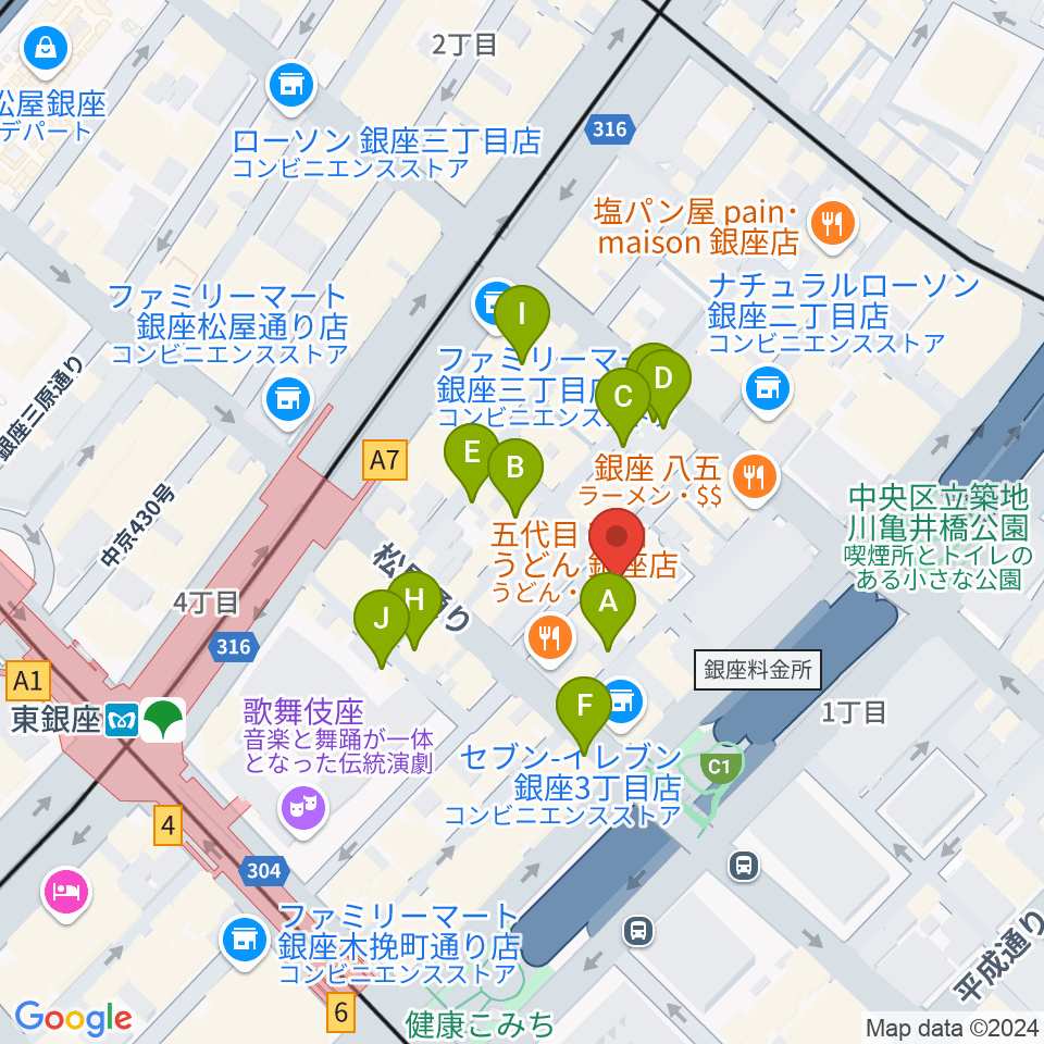 銀座ミスターオールディーズ周辺の駐車場・コインパーキング一覧地図