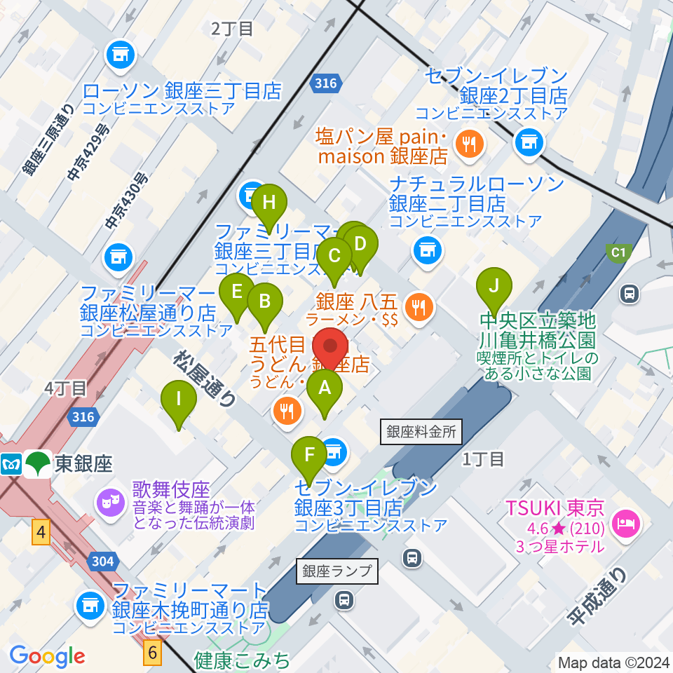 銀座ミスターオールディーズ周辺の駐車場・コインパーキング一覧地図