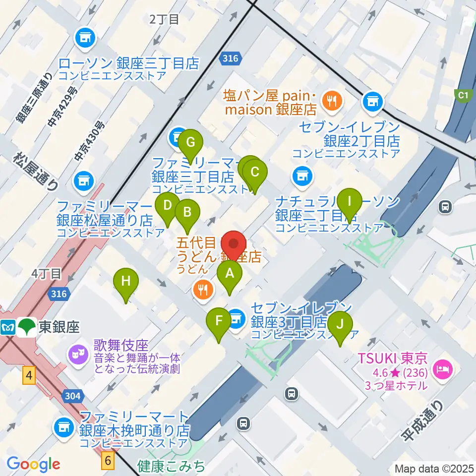 銀座ミスターオールディーズ周辺の駐車場・コインパーキング一覧地図