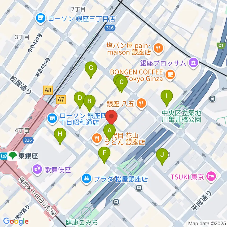 銀座ミスターオールディーズ周辺の駐車場・コインパーキング一覧地図