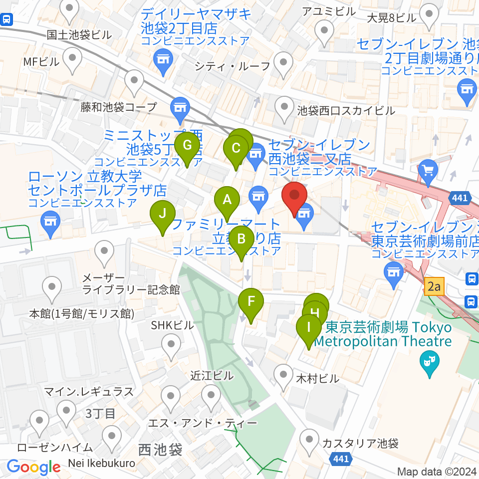 池袋フリーフローランチ周辺の駐車場・コインパーキング一覧地図