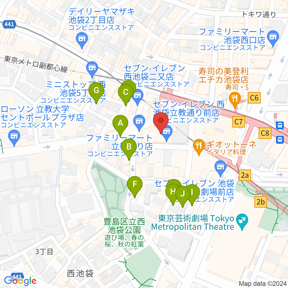 池袋フリーフローランチ周辺の駐車場・コインパーキング一覧地図