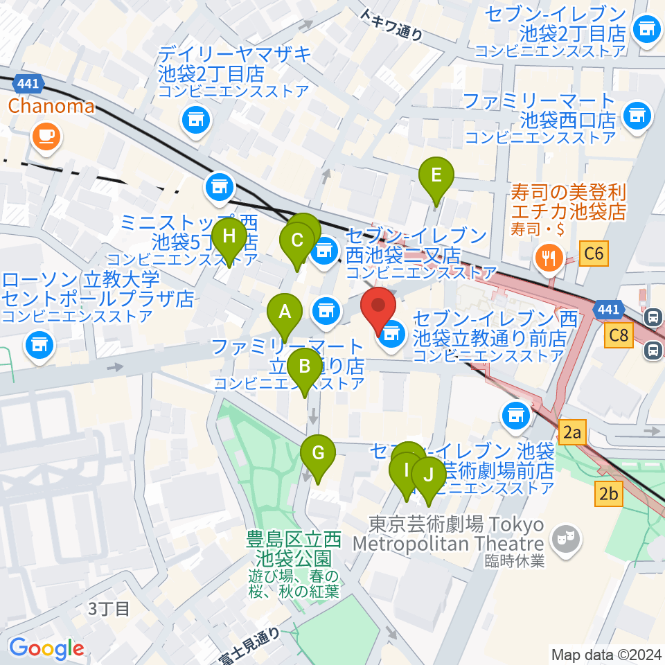 池袋フリーフローランチ周辺の駐車場・コインパーキング一覧地図