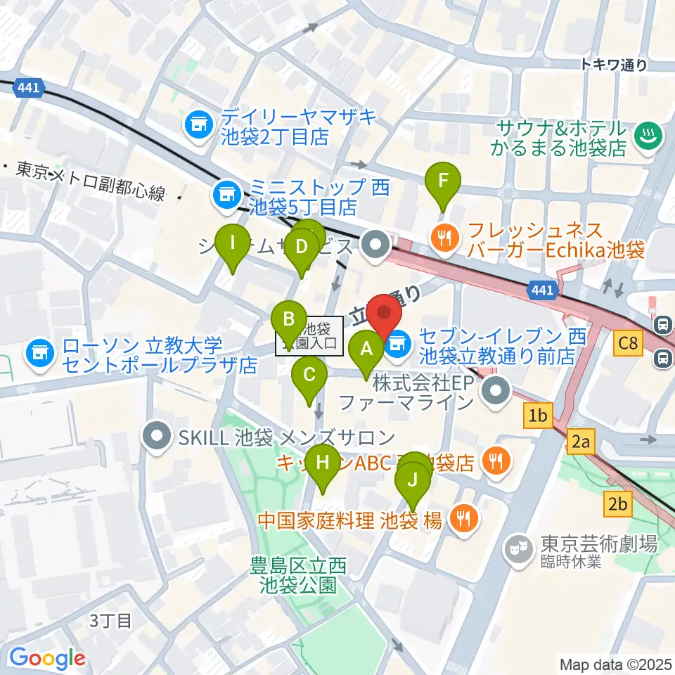 池袋フリーフローランチ周辺の駐車場・コインパーキング一覧地図
