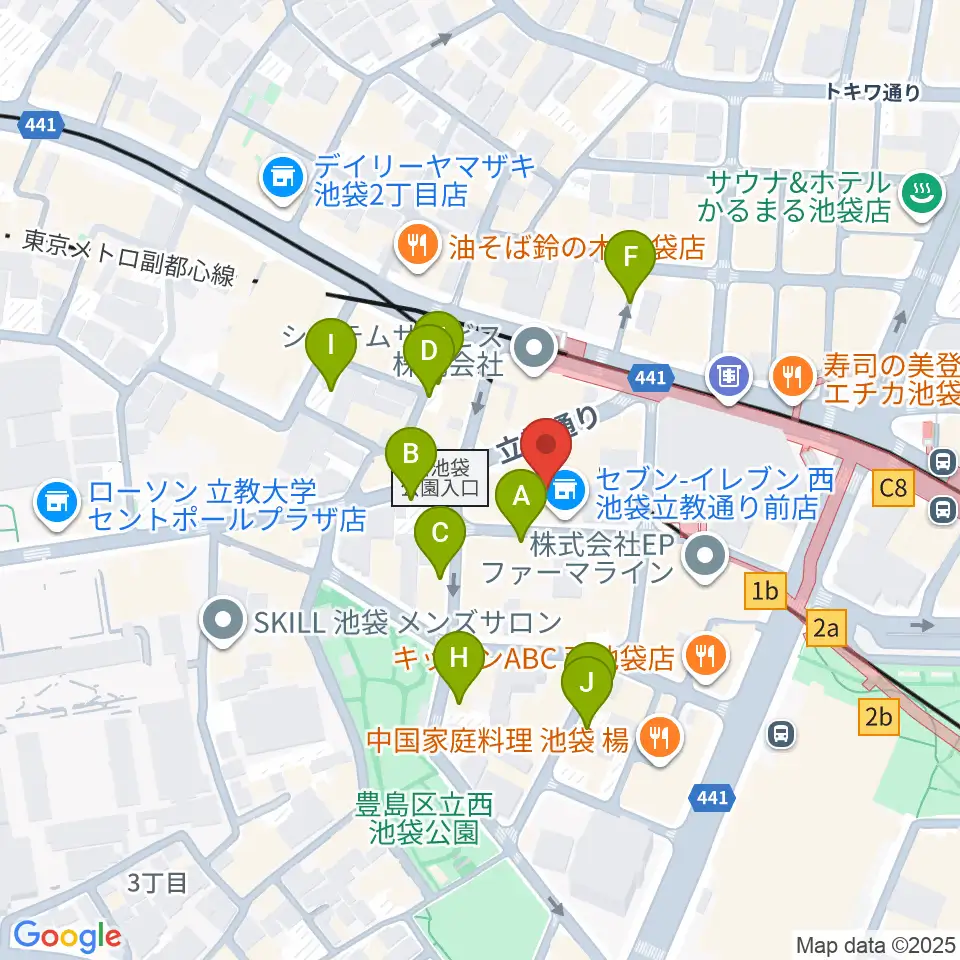 池袋フリーフローランチ周辺の駐車場・コインパーキング一覧地図