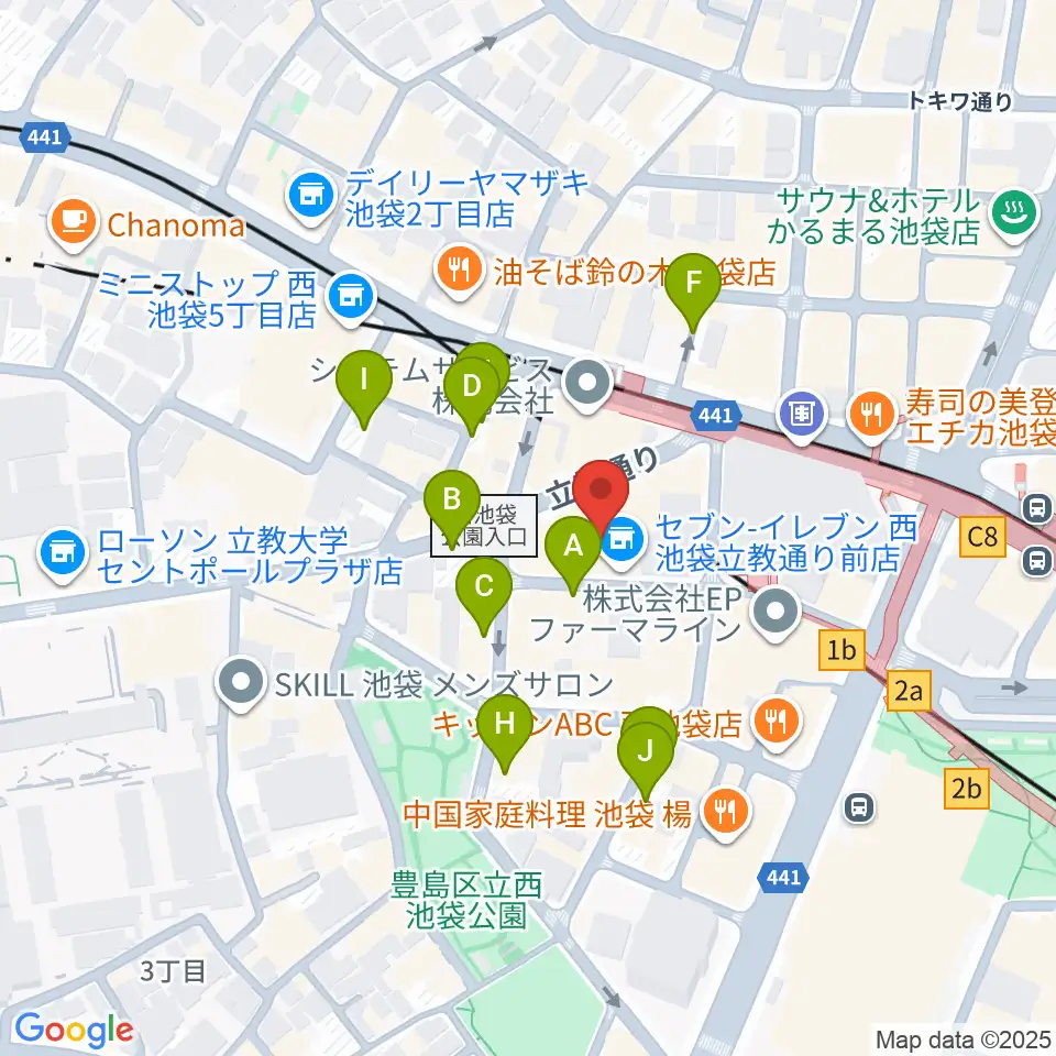 池袋フリーフローランチ周辺の駐車場・コインパーキング一覧地図