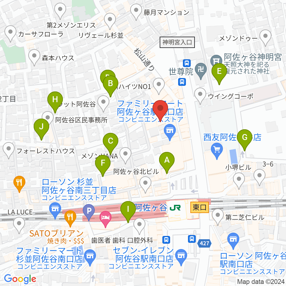 阿佐ヶ谷ラフォーレ周辺の駐車場・コインパーキング一覧地図