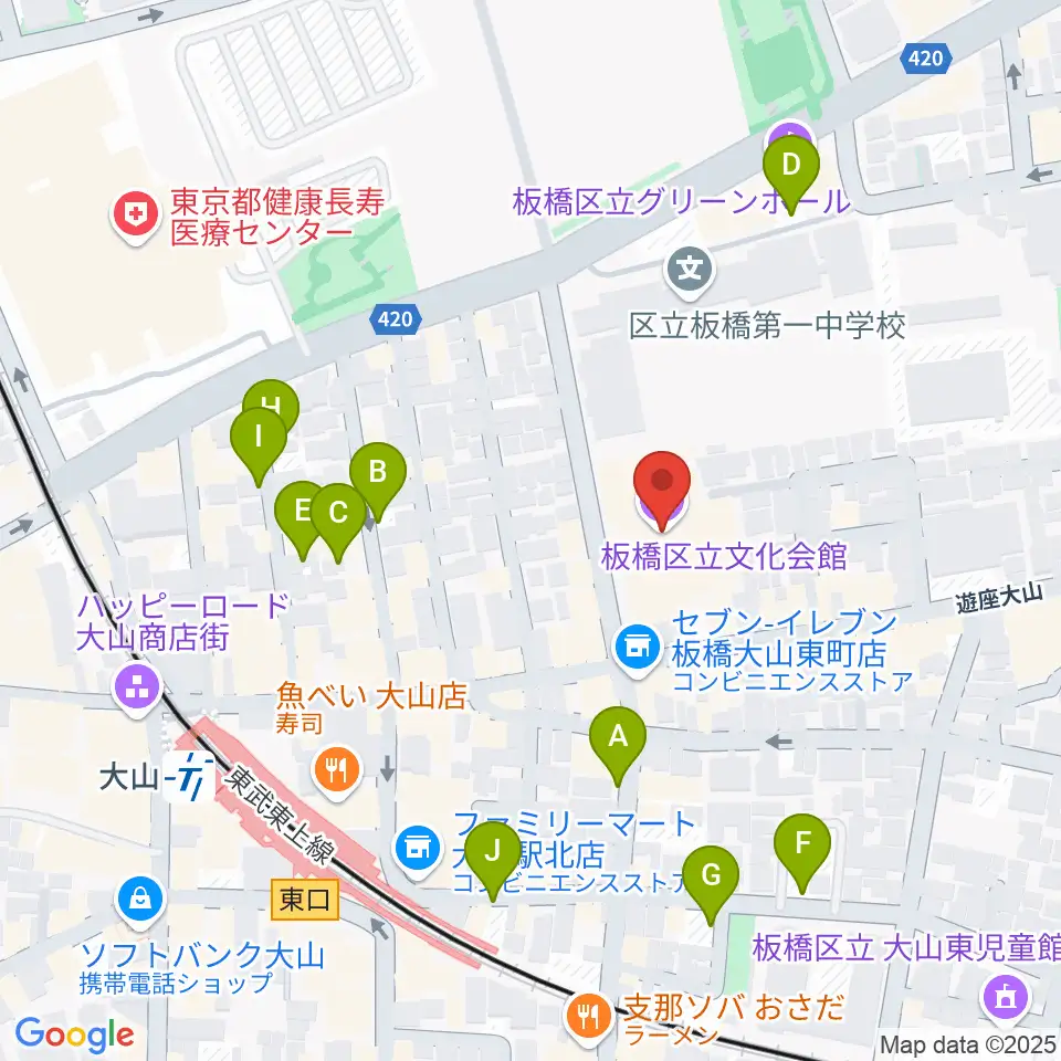 板橋区立文化会館周辺の駐車場・コインパーキング一覧地図
