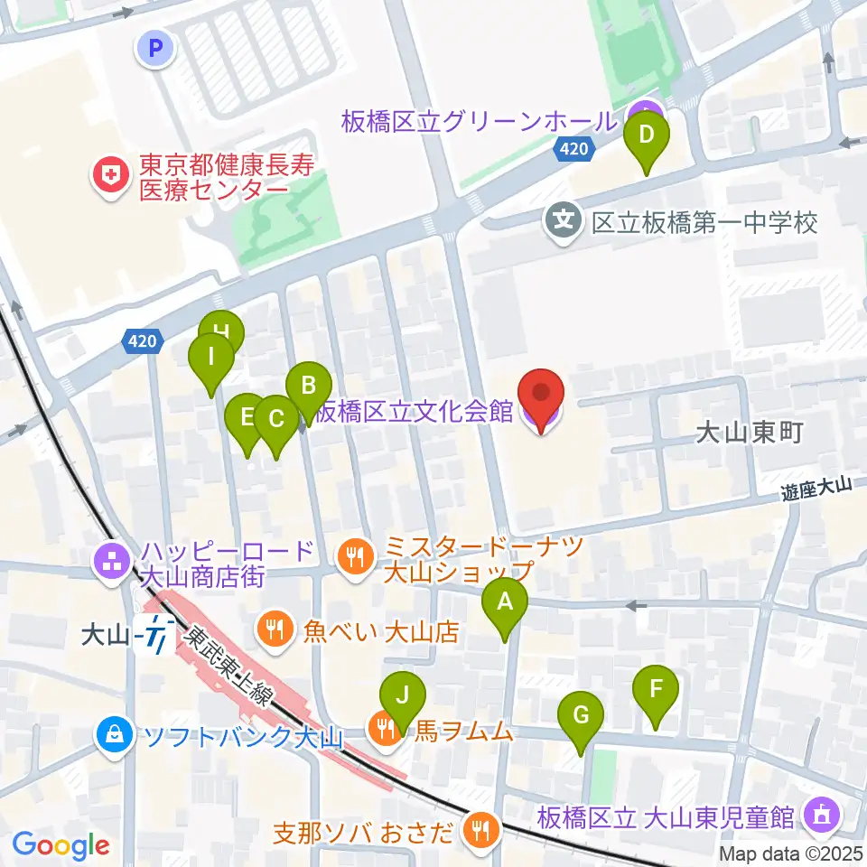 板橋区立文化会館周辺の駐車場・コインパーキング一覧地図