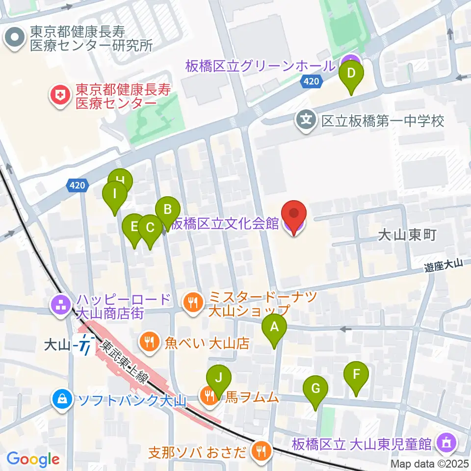 板橋区立文化会館周辺の駐車場・コインパーキング一覧地図