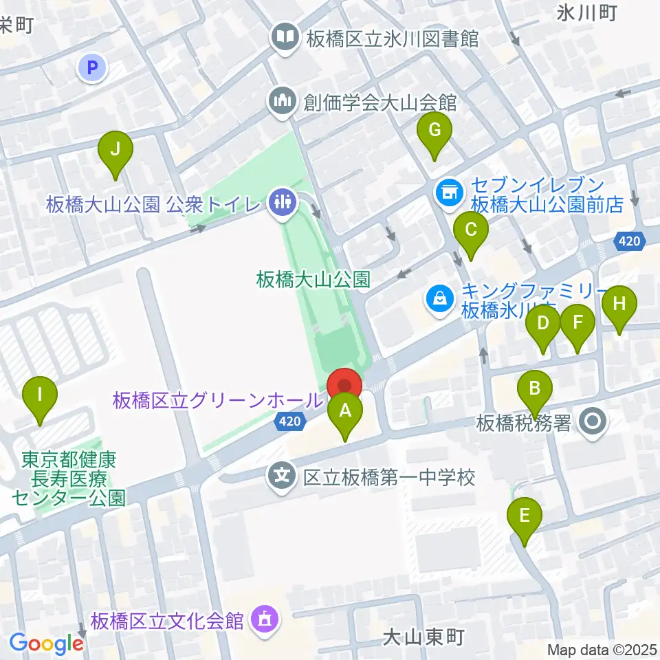 板橋区立グリーンホール周辺の駐車場・コインパーキング一覧地図