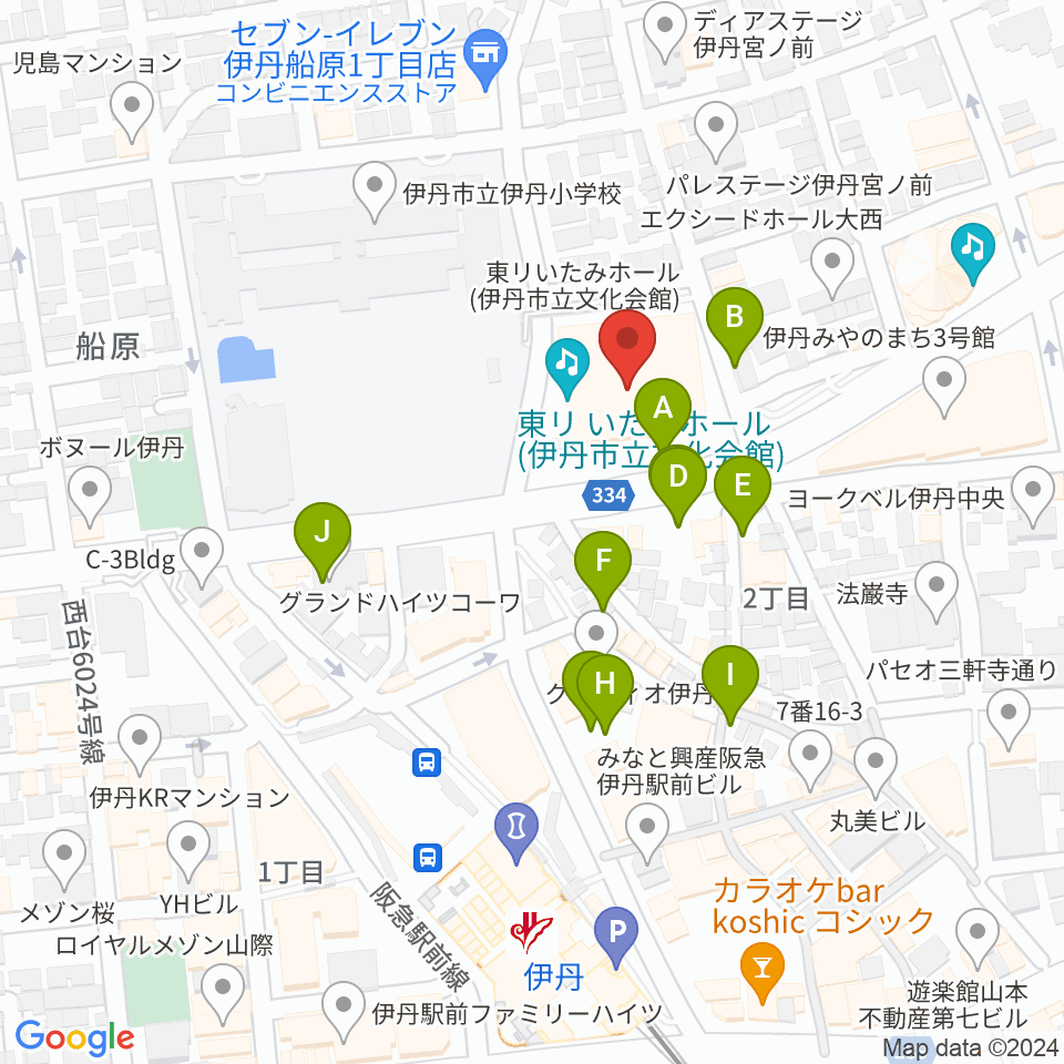 東リ いたみホール周辺の駐車場・コインパーキング一覧地図