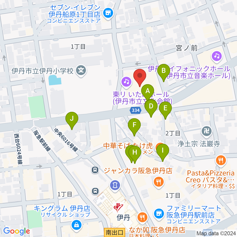 東リ いたみホール周辺の駐車場・コインパーキング一覧地図