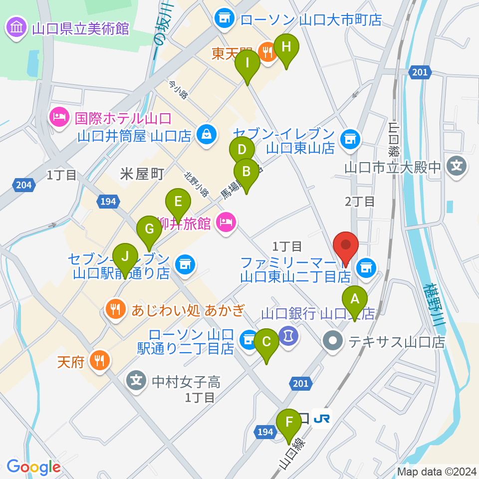 POPS-K 山口店周辺の駐車場・コインパーキング一覧地図