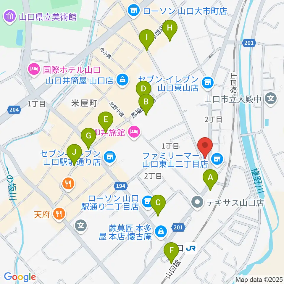POPS-K 山口店周辺の駐車場・コインパーキング一覧地図