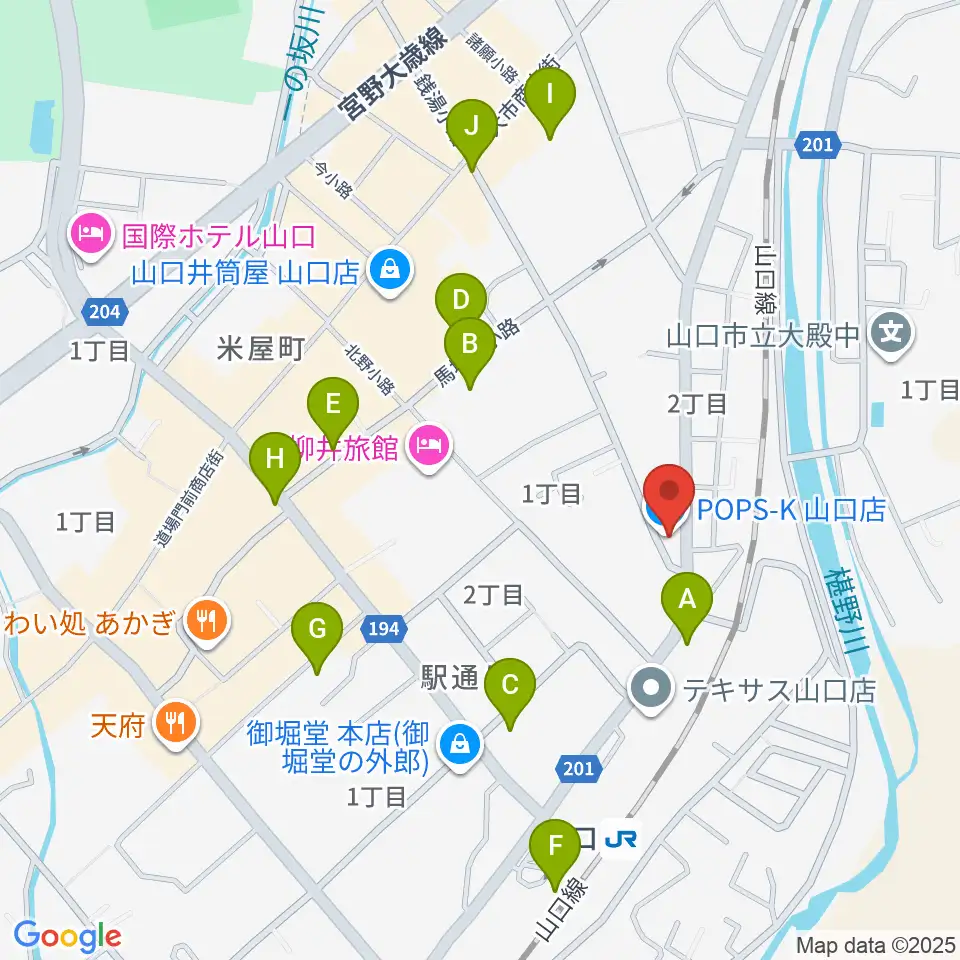 POPS-K 山口店周辺の駐車場・コインパーキング一覧地図