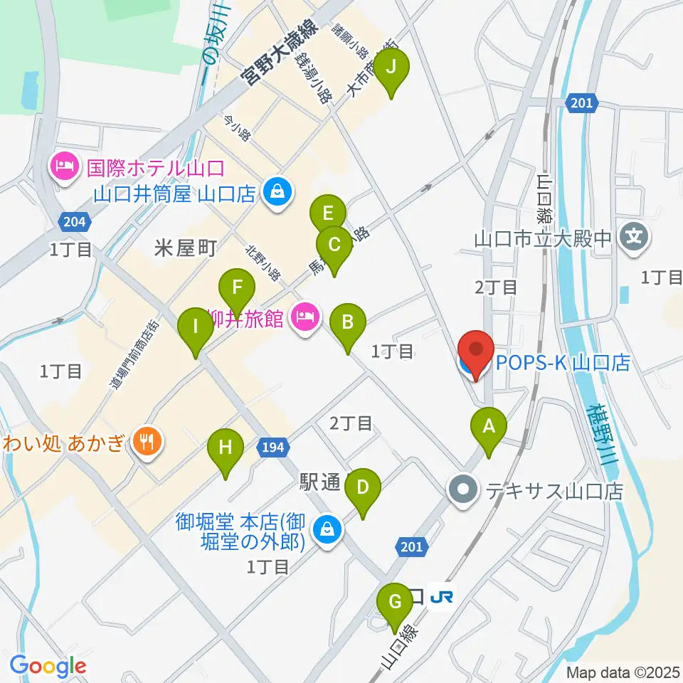 POPS-K 山口店周辺の駐車場・コインパーキング一覧地図
