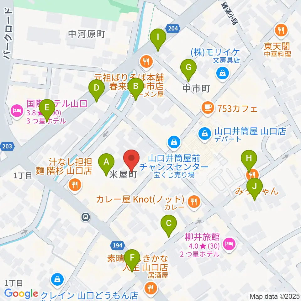 グランドミック三好屋楽器 山口本店周辺の駐車場・コインパーキング一覧地図