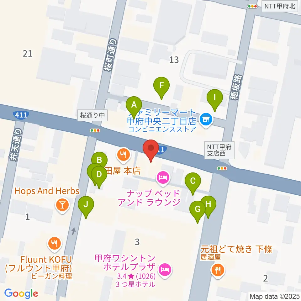 甲府JAZZ IN ALONE周辺の駐車場・コインパーキング一覧地図
