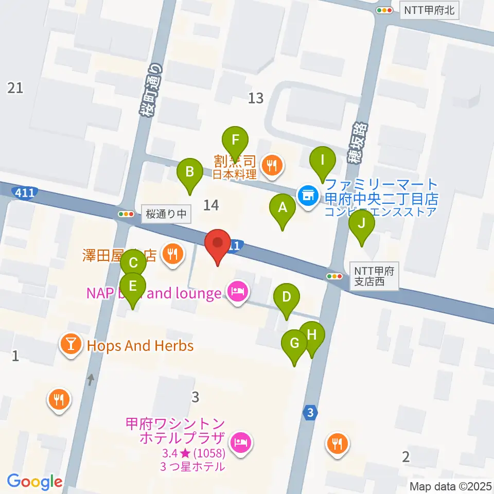 甲府JAZZ IN ALONE周辺の駐車場・コインパーキング一覧地図