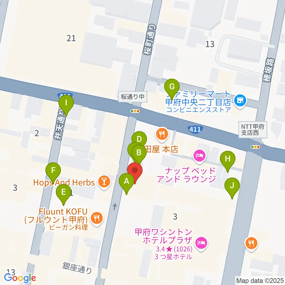 コットンクラブ甲府周辺の駐車場・コインパーキング一覧地図