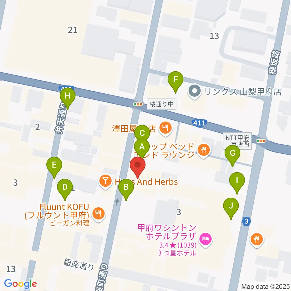コットンクラブ甲府周辺の駐車場・コインパーキング一覧地図
