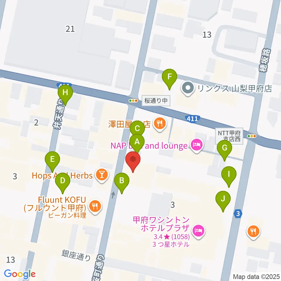 コットンクラブ甲府周辺の駐車場・コインパーキング一覧地図