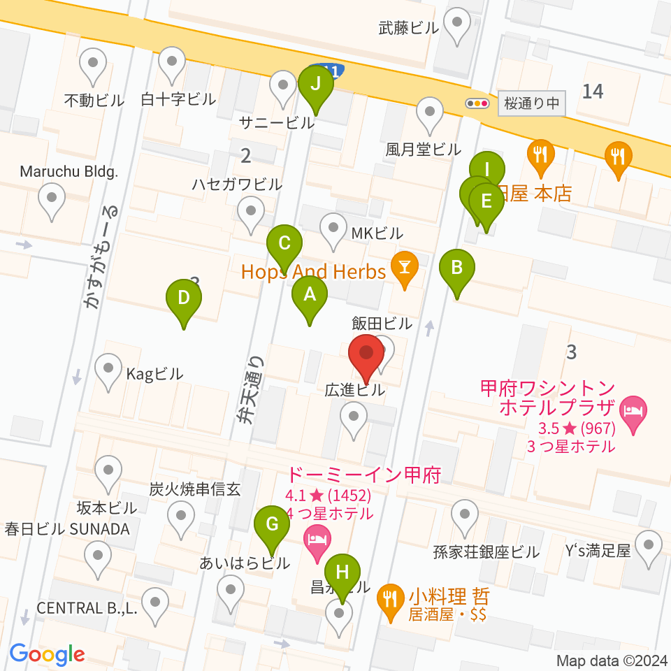 甲府桜座周辺の駐車場・コインパーキング一覧地図