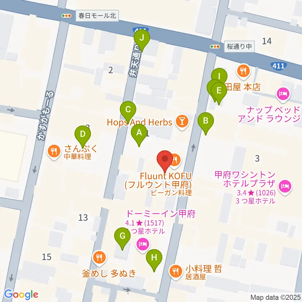 甲府桜座周辺の駐車場・コインパーキング一覧地図