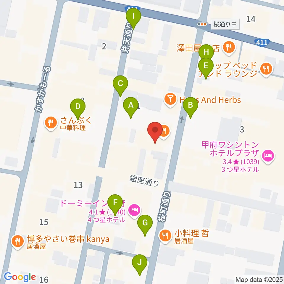 甲府桜座周辺の駐車場・コインパーキング一覧地図