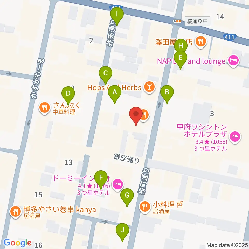 甲府桜座周辺の駐車場・コインパーキング一覧地図