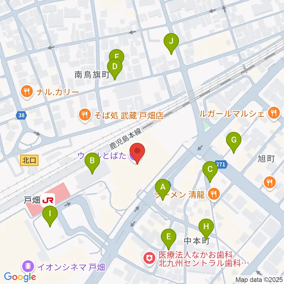 ウェルとばた 戸畑市民会館周辺の駐車場・コインパーキング一覧地図