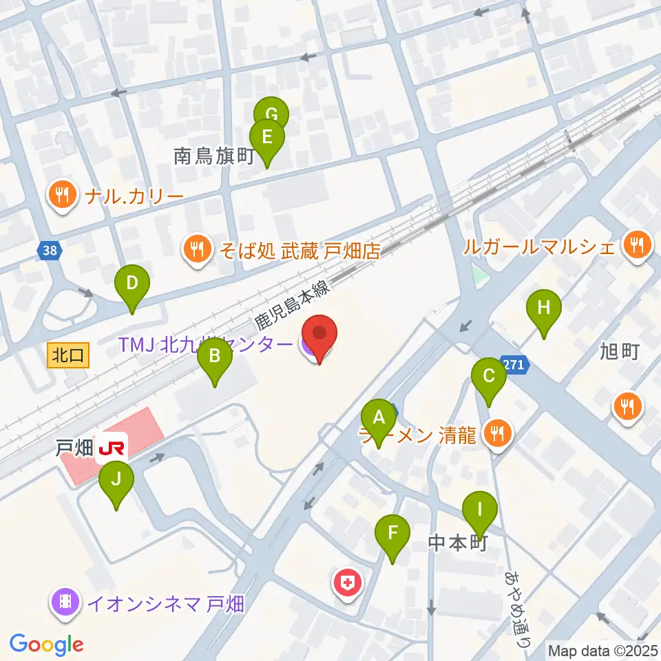 ウェルとばた 戸畑市民会館周辺の駐車場・コインパーキング一覧地図