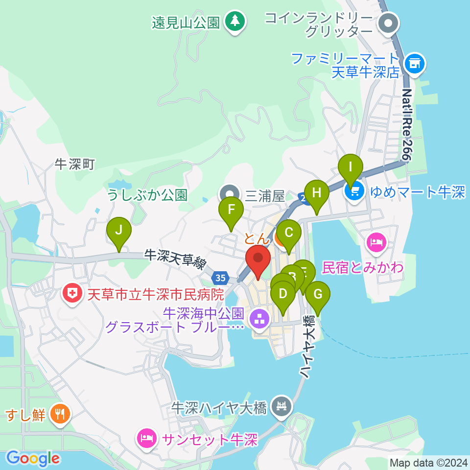 牛深文化会館（牛深総合センター）周辺の駐車場・コインパーキング一覧地図