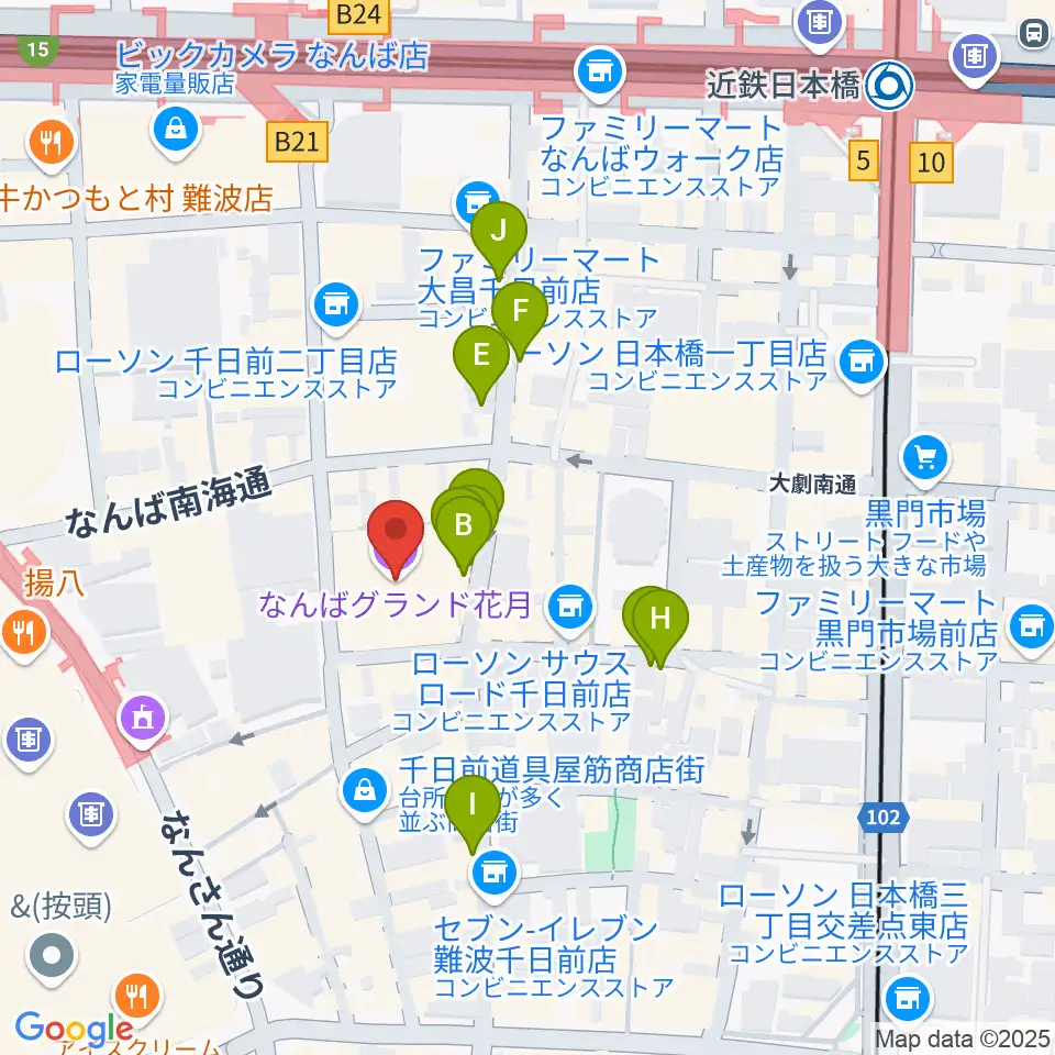 なんばグランド花月周辺の駐車場・コインパーキング一覧地図