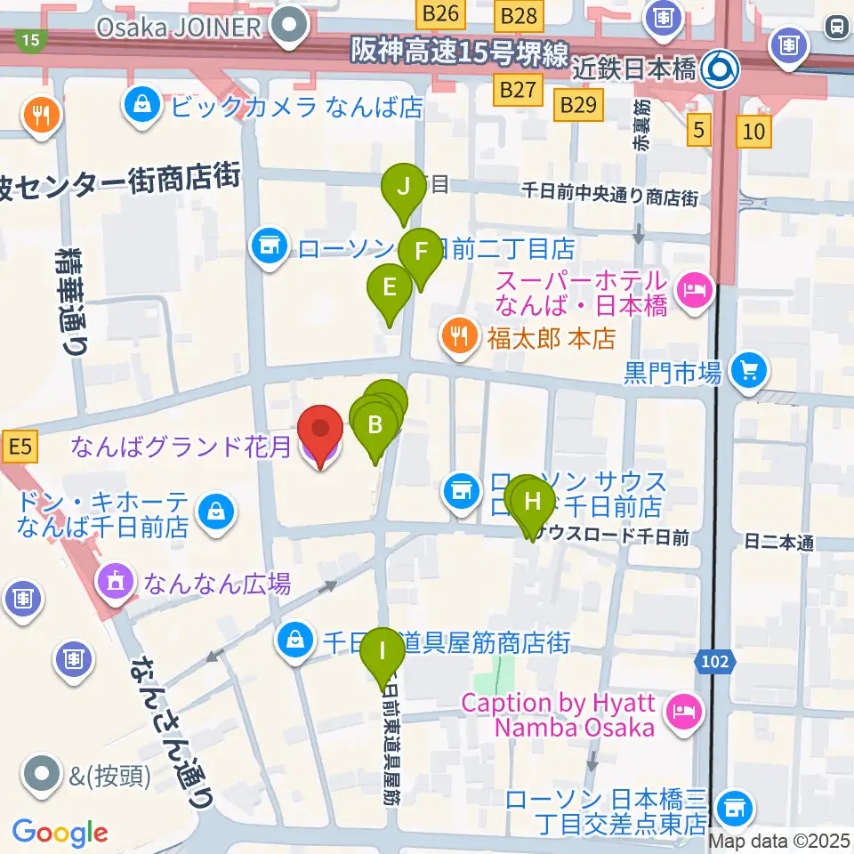 なんばグランド花月周辺の駐車場・コインパーキング一覧地図
