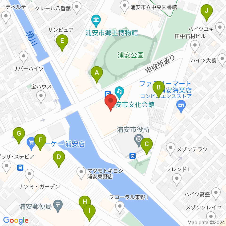 浦安市文化会館 練習室周辺の駐車場・コインパーキング一覧地図