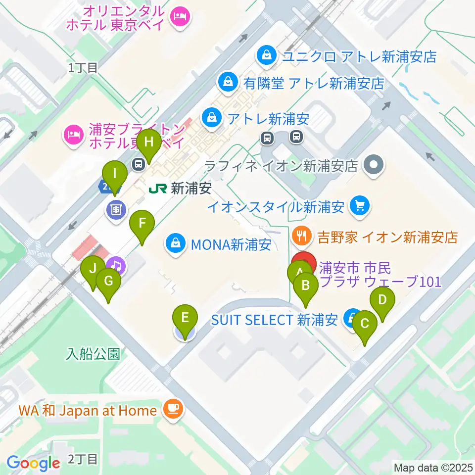 浦安市民プラザWave101周辺の駐車場・コインパーキング一覧地図