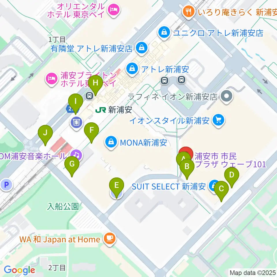 浦安市民プラザWave101周辺の駐車場・コインパーキング一覧地図