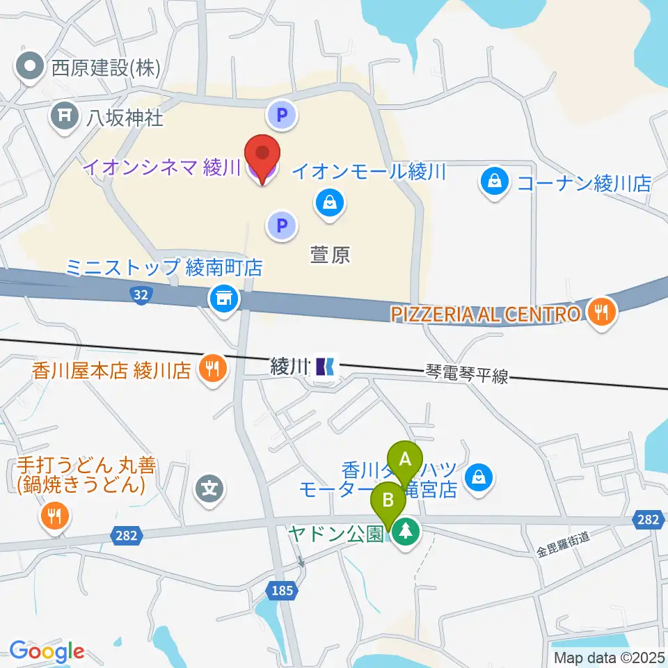 島村楽器 イオンモール綾川店周辺の駐車場・コインパーキング一覧地図