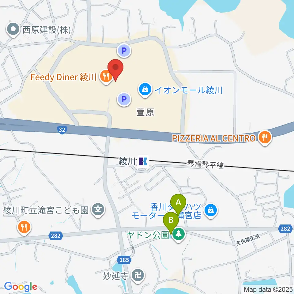 島村楽器 イオンモール綾川店周辺の駐車場・コインパーキング一覧地図