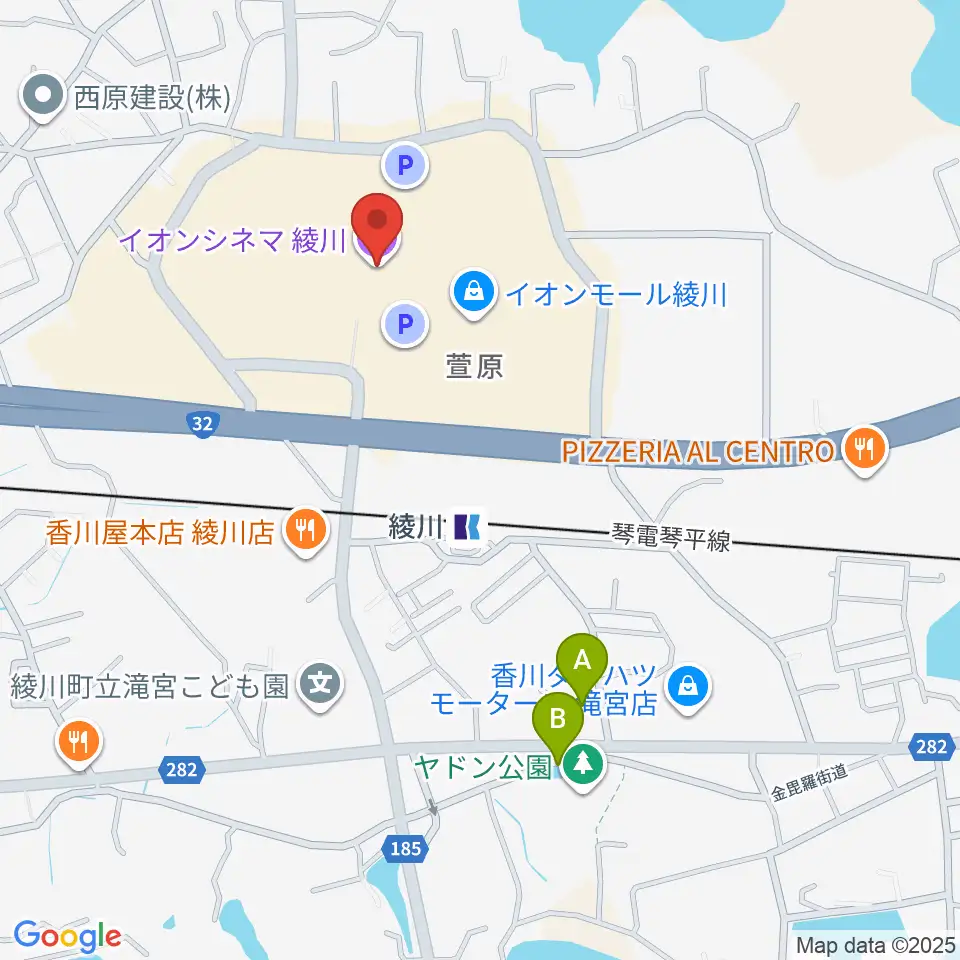 島村楽器 イオンモール綾川店周辺の駐車場・コインパーキング一覧地図