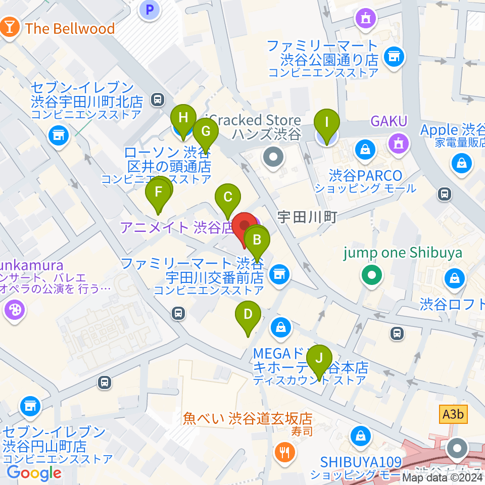 渋谷ヨシモト∞ホール周辺の駐車場・コインパーキング一覧地図