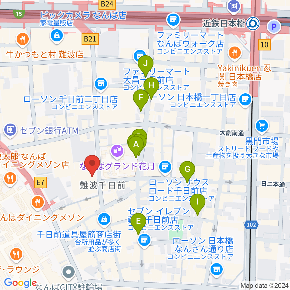 よしもと漫才劇場周辺の駐車場・コインパーキング一覧地図