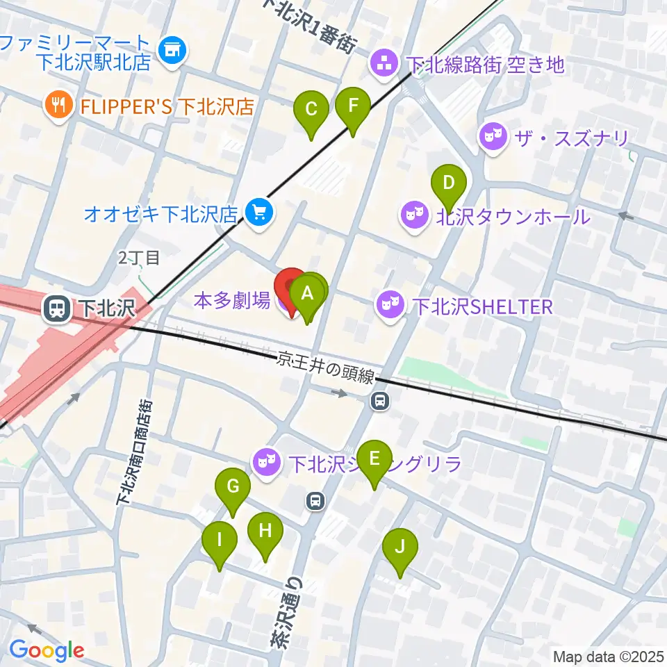 下北沢 本多劇場周辺の駐車場・コインパーキング一覧地図