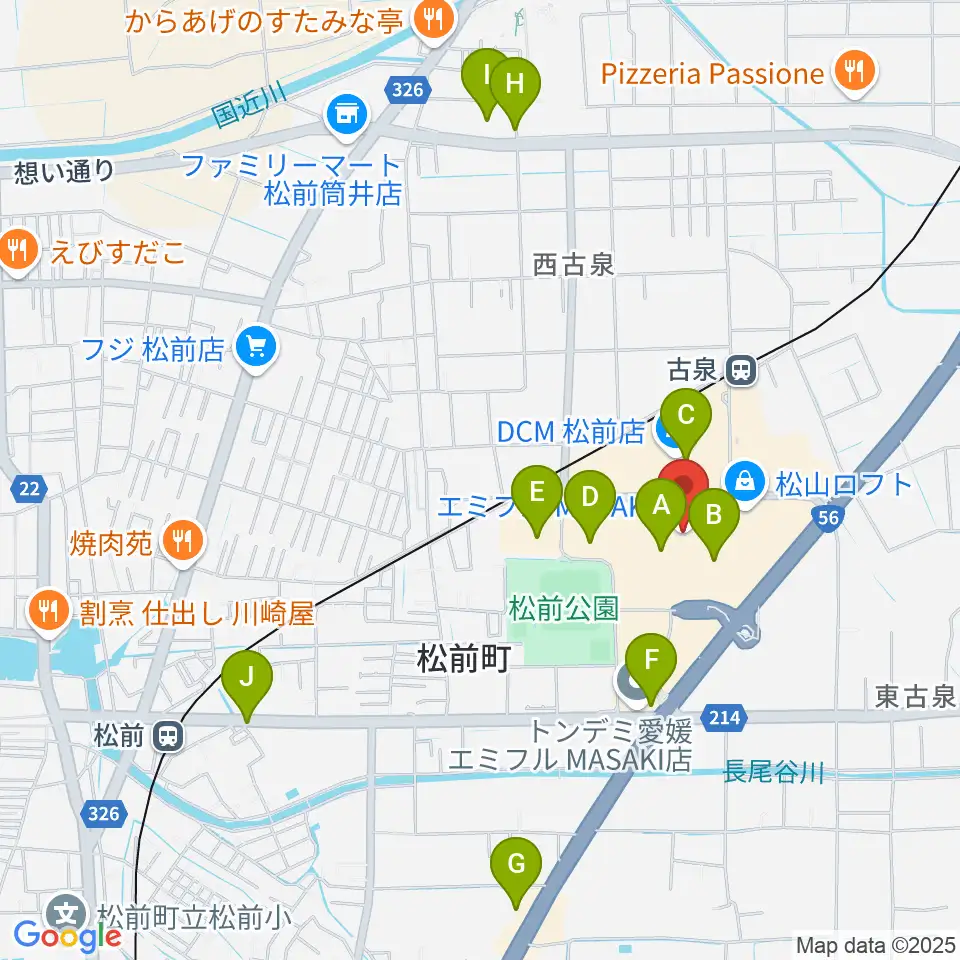 島村楽器エミフルMASAKI店周辺の駐車場・コインパーキング一覧地図