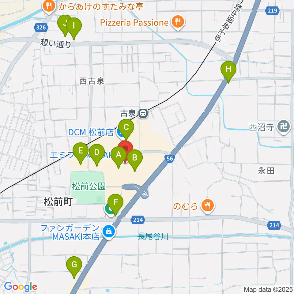 島村楽器エミフルMASAKI店周辺の駐車場・コインパーキング一覧地図