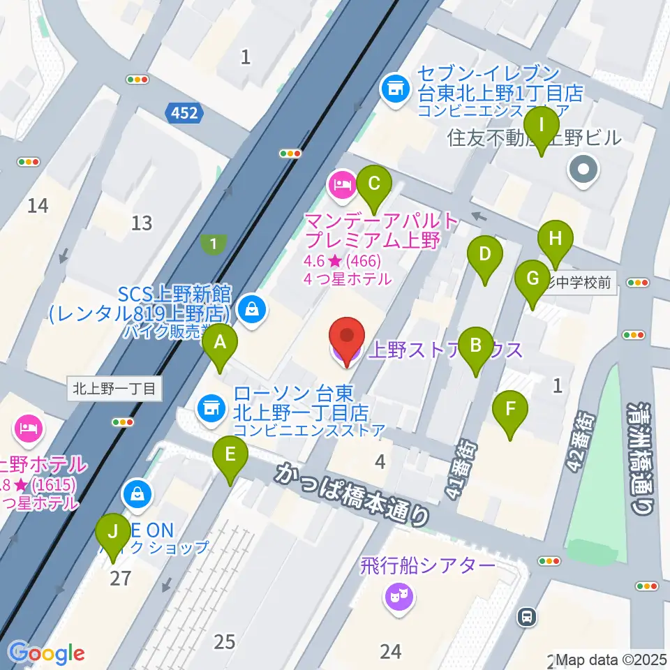 上野ストアハウス周辺の駐車場・コインパーキング一覧地図