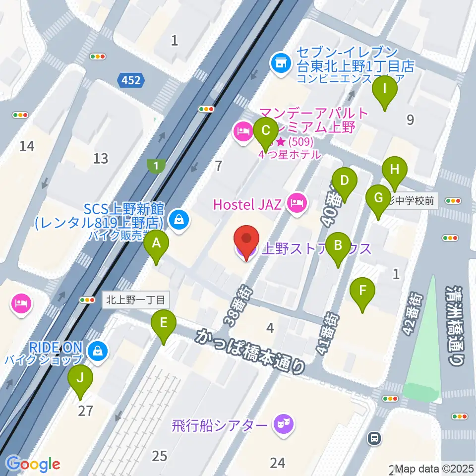 上野ストアハウス周辺の駐車場・コインパーキング一覧地図