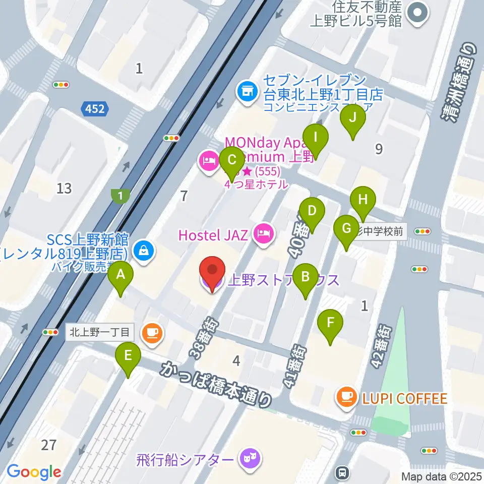 上野ストアハウス周辺の駐車場・コインパーキング一覧地図